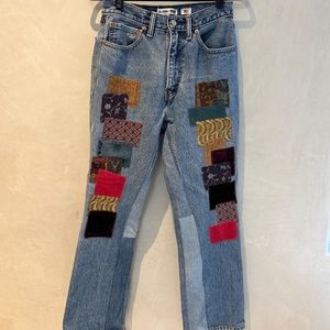 Redone Levis with custom patchwork Size 26 EUC